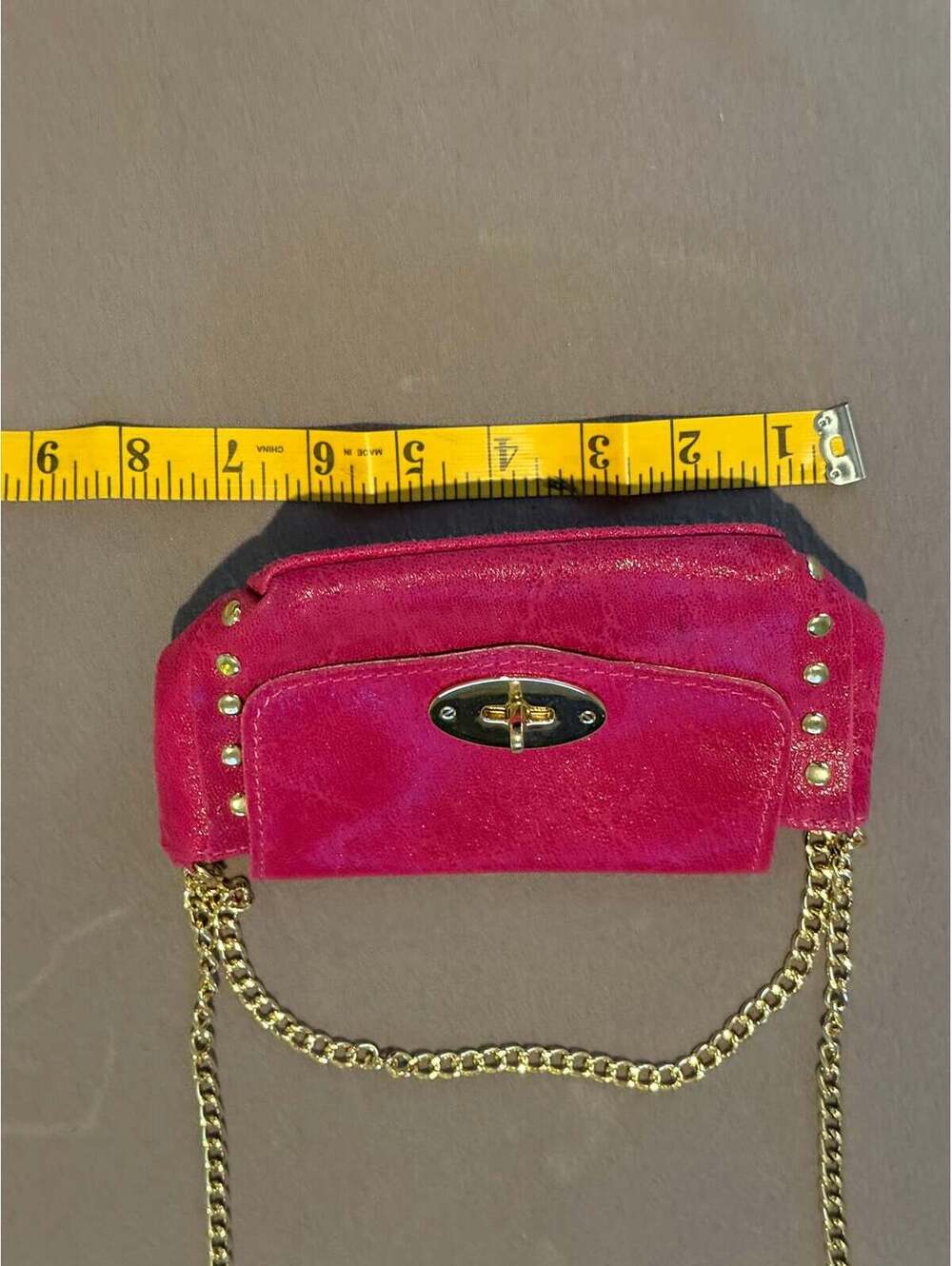 Vintage Genie by THK Hot Pink Metallic Studded Chain Shoulder Bag